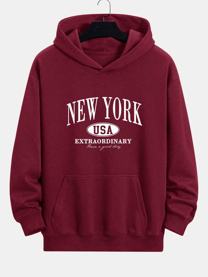 New York Print Relax Fit Hoodie