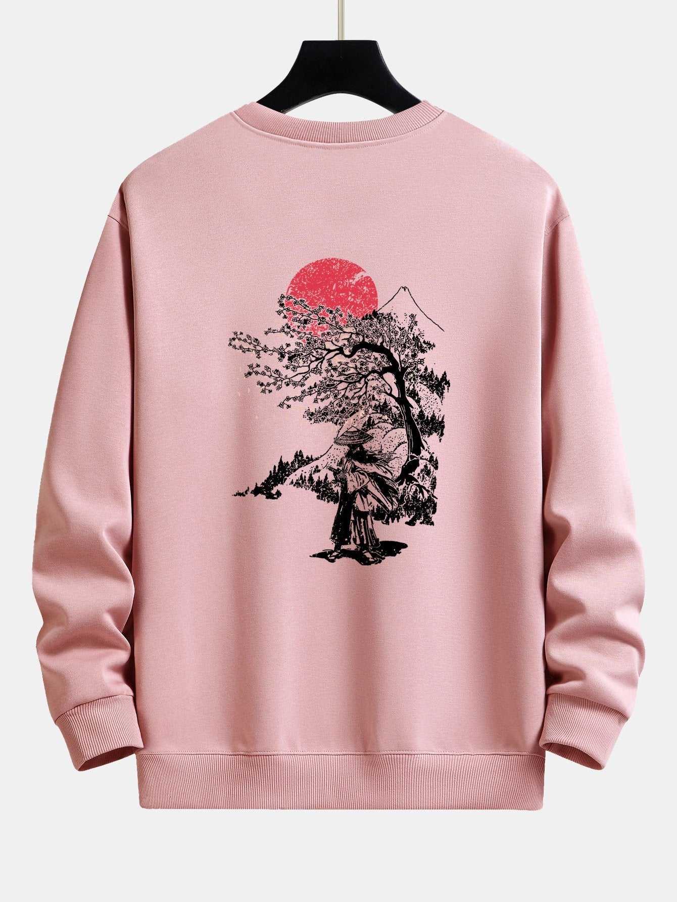 Japanese Samurai Back Print Relax Fit Sweatshirt