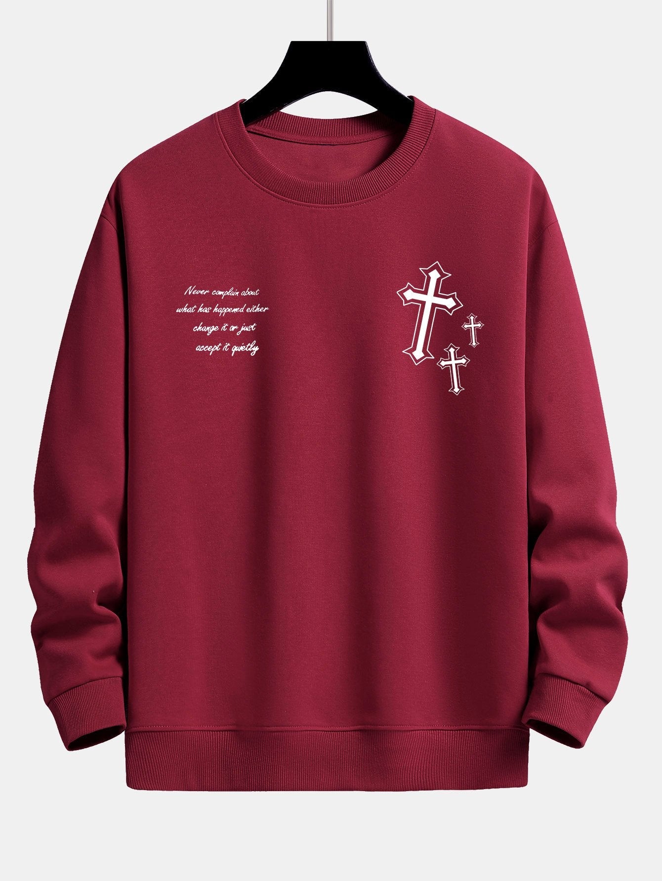 Cross Slogan Print Relax Fit Sweatshirt